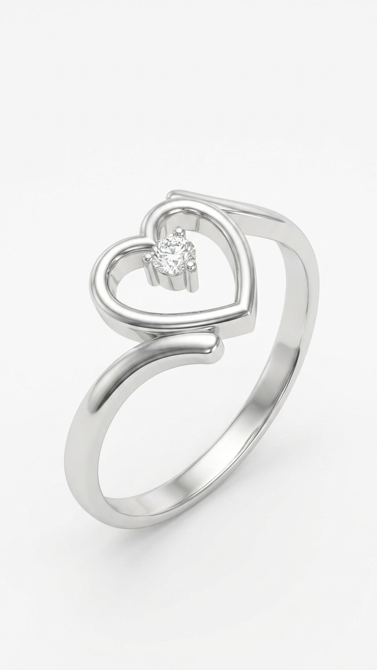 CENTER HEART ADJUSTABLE RING