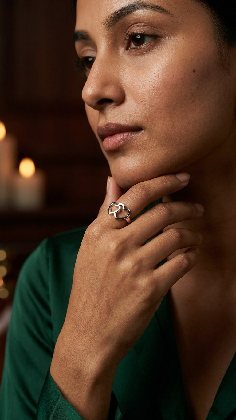 SIVA DUAL HEART ADJUSTABLE RING