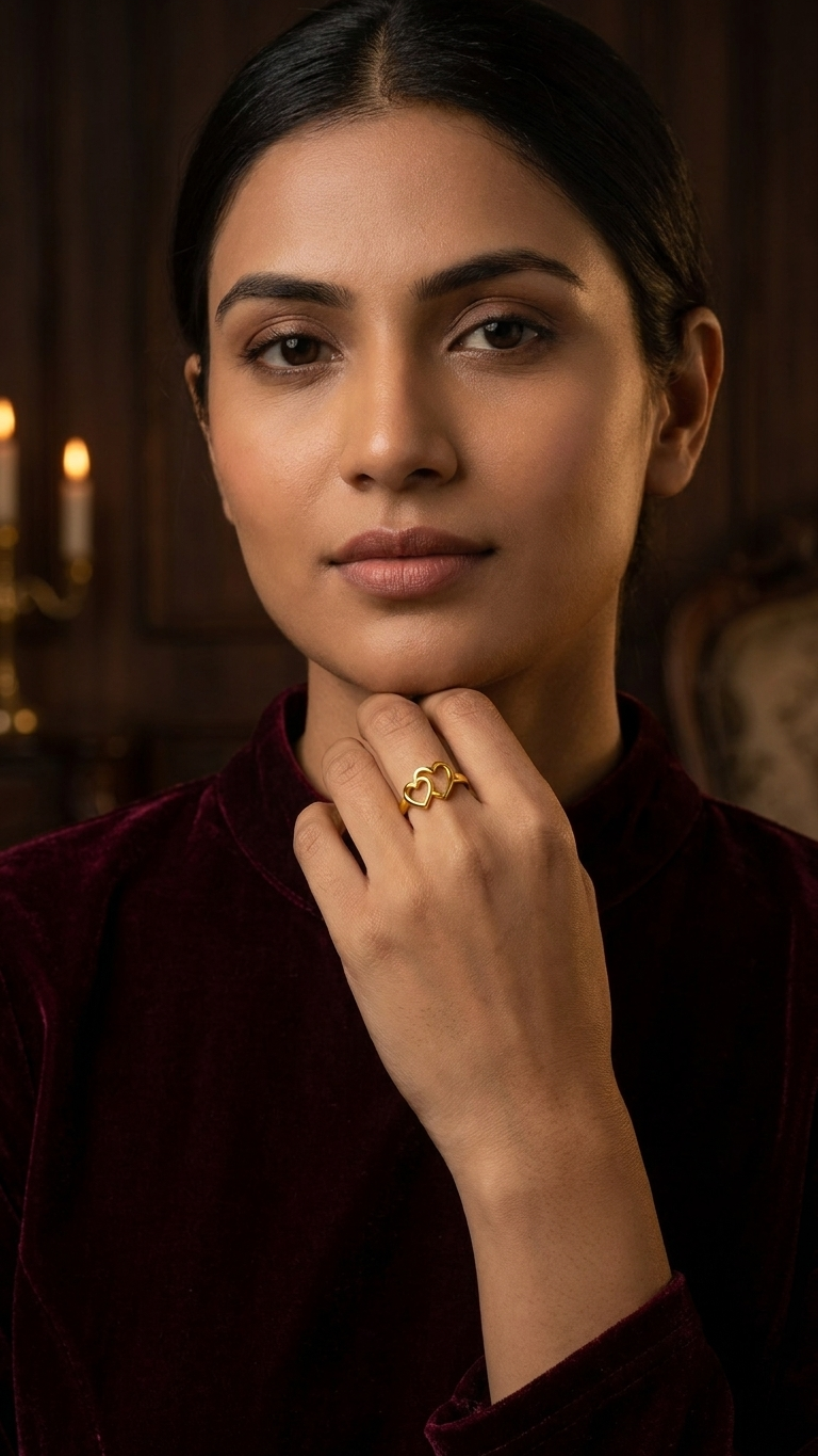 SIVA DUAL HEART ADJUSTABLE RING