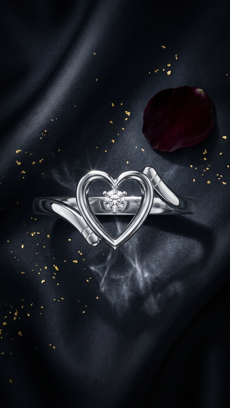 CENTER HEART ADJUSTABLE RING