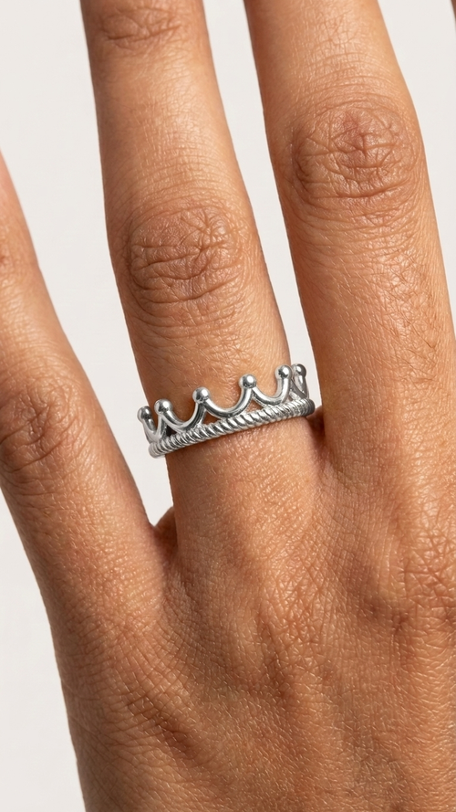 CROWN SILVER ADJUSTABLE RING
