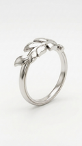 LEAF TEXTURED SILVER ADJUSTABLE RING