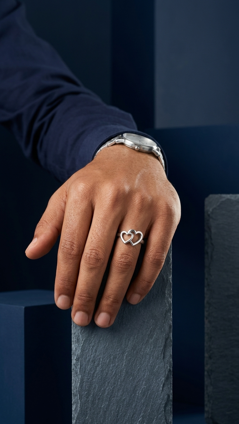 SIVA DUAL HEART ADJUSTABLE RING