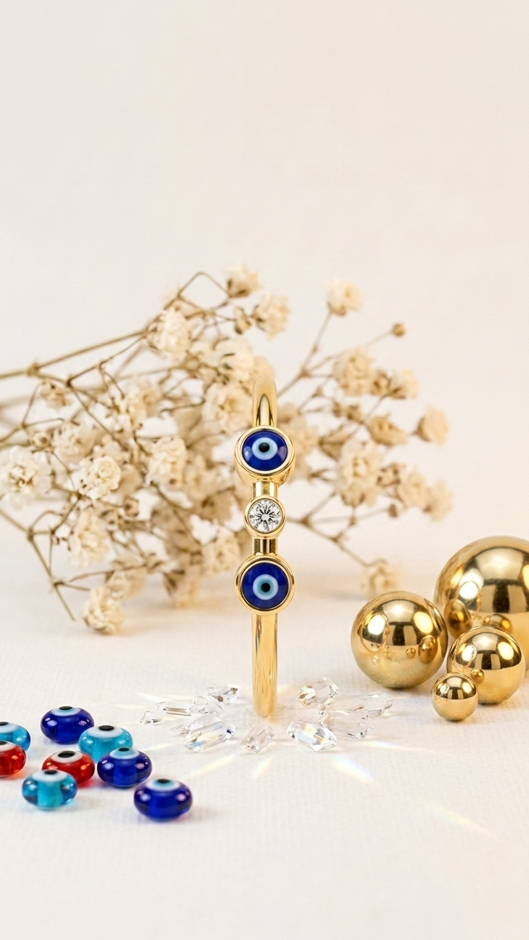 DUO EVIL EYE RADIANT SILVER ADJUSTABLE RING