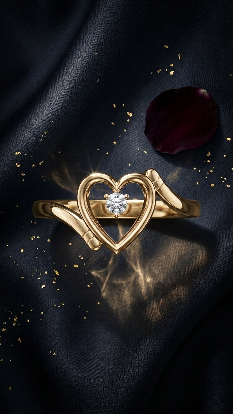 CENTER HEART ADJUSTABLE RING