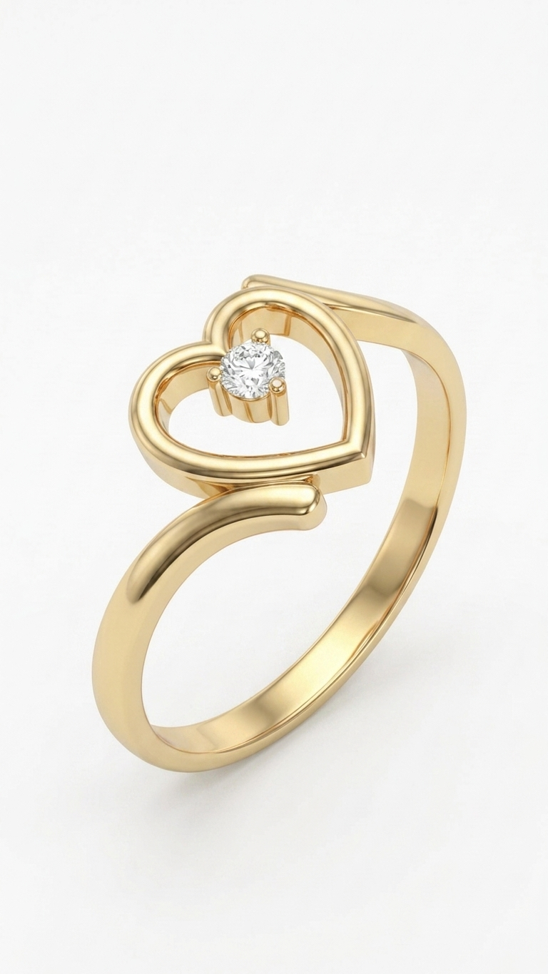 CENTER HEART ADJUSTABLE RING