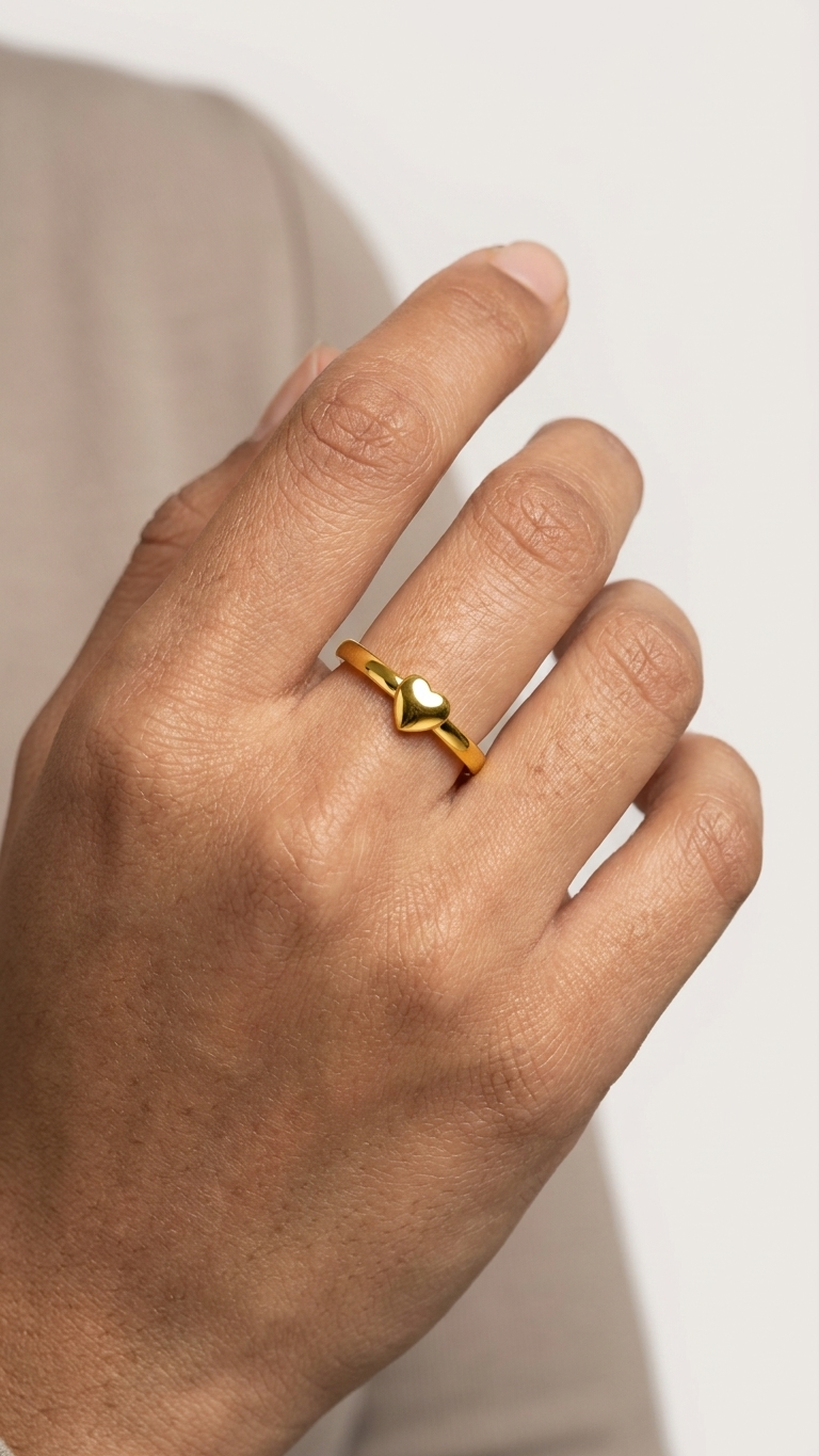 PLAIN HEART ADJUSTABLE SILVER RING