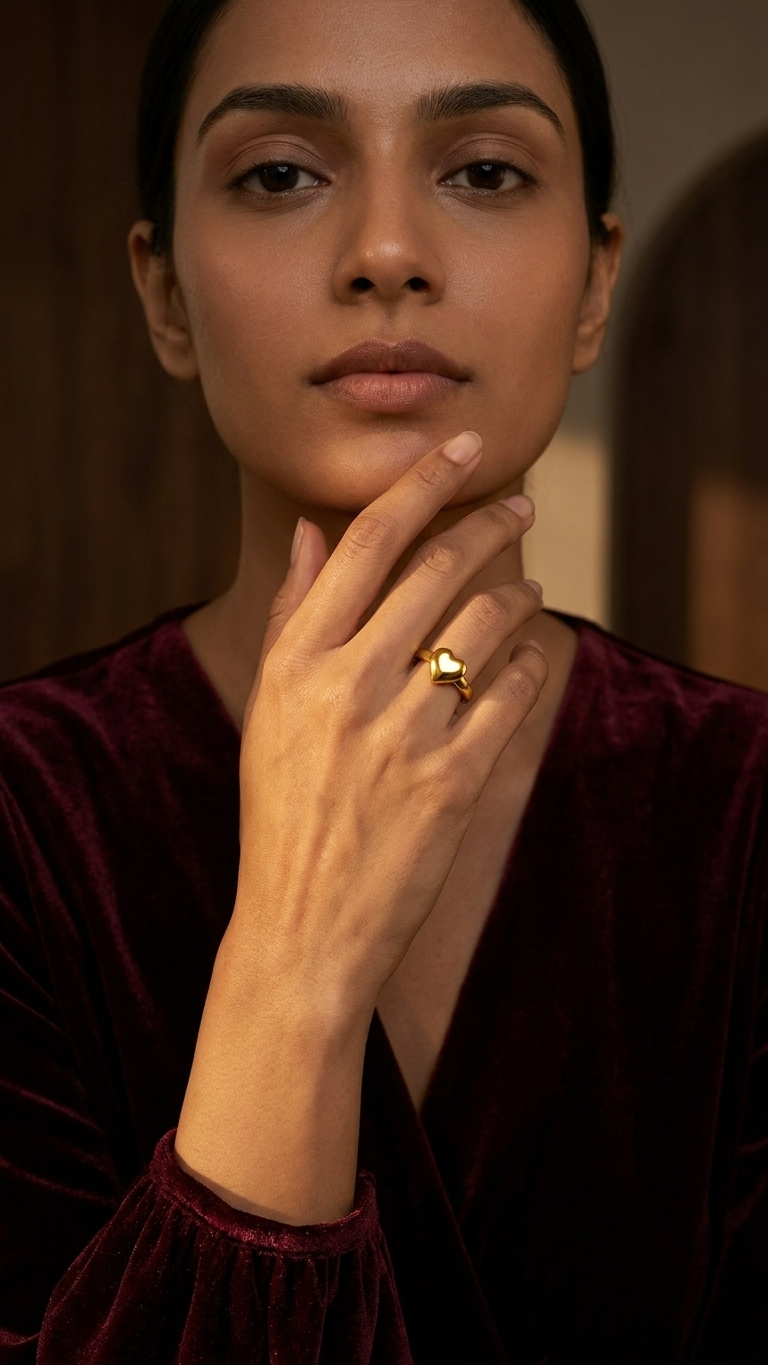 PLAIN HEART ADJUSTABLE RING With 1 Year Warranty