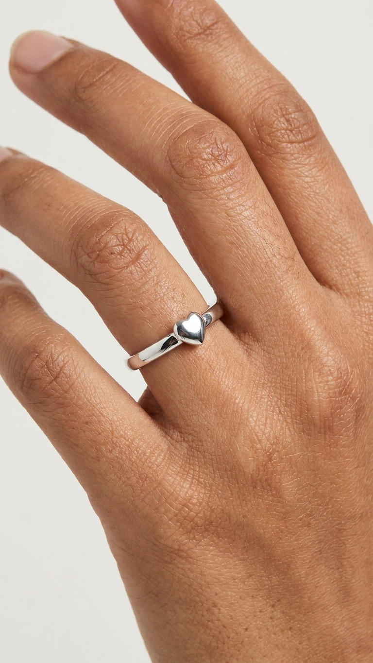 PLAIN HEART ADJUSTABLE SILVER RING